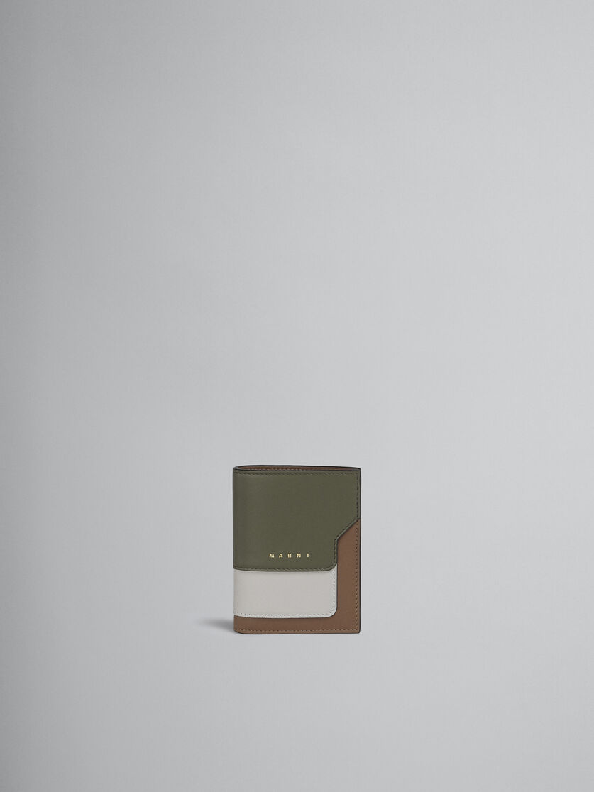 グレー、ホワイト、ブラウン レザー製二つ折りウォレット - 財布 - Image 1