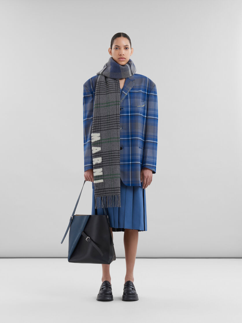 Deep blue and black leather Reverse hobo bag | Marni