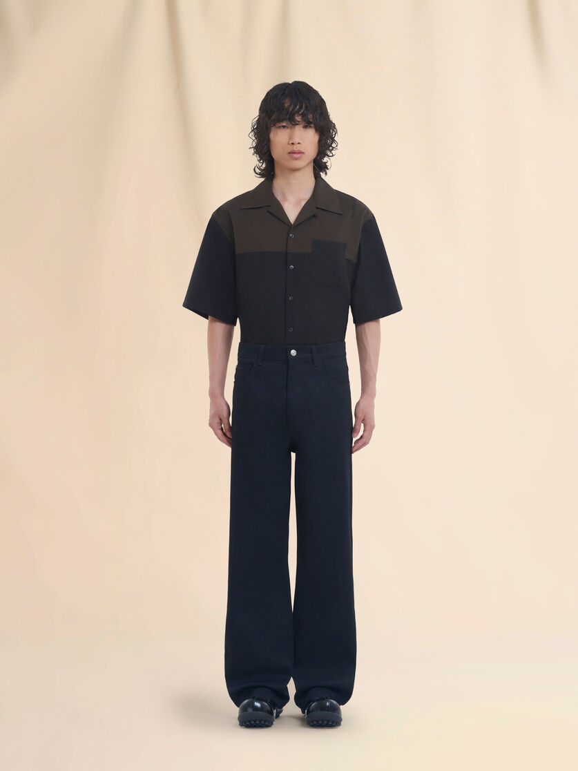 ブラック デニム製 ワイドレッグジーンズ - パンツ - Image 2