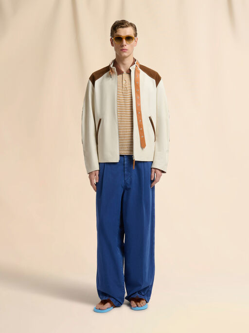 Cream nappa leather jacket with buckle collar - Jackets