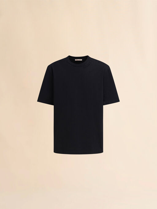 Black organic cotton oversized T-shirt with Marni patches - Shirts