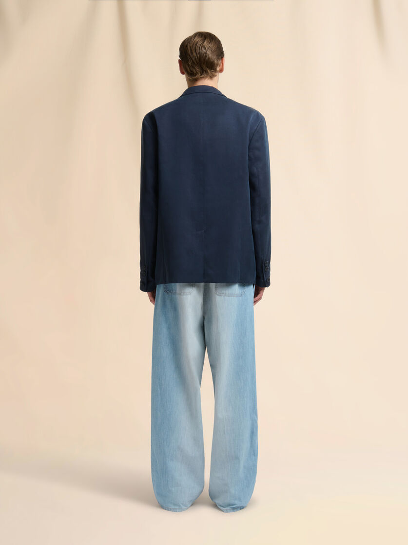 Deep blue satin single-breasted jacket, Image 3