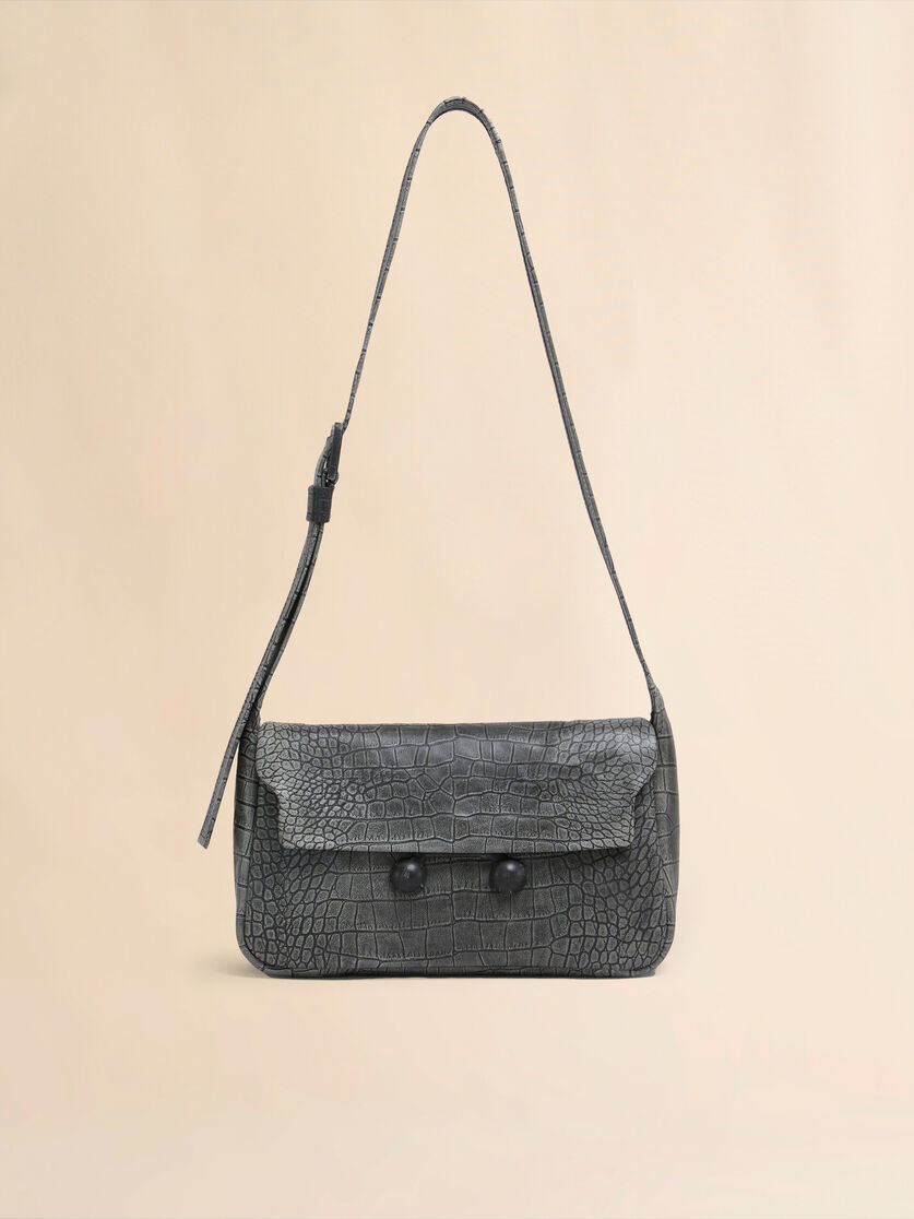 Black crocodile print leather medium Trunkaroo handbag - Shoulder Bags - Image 1