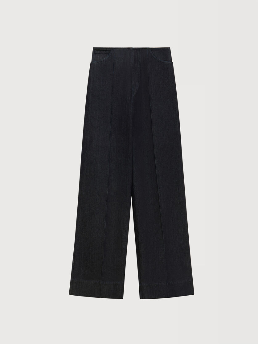 Deep blue denim trousers with external seams, Image 1