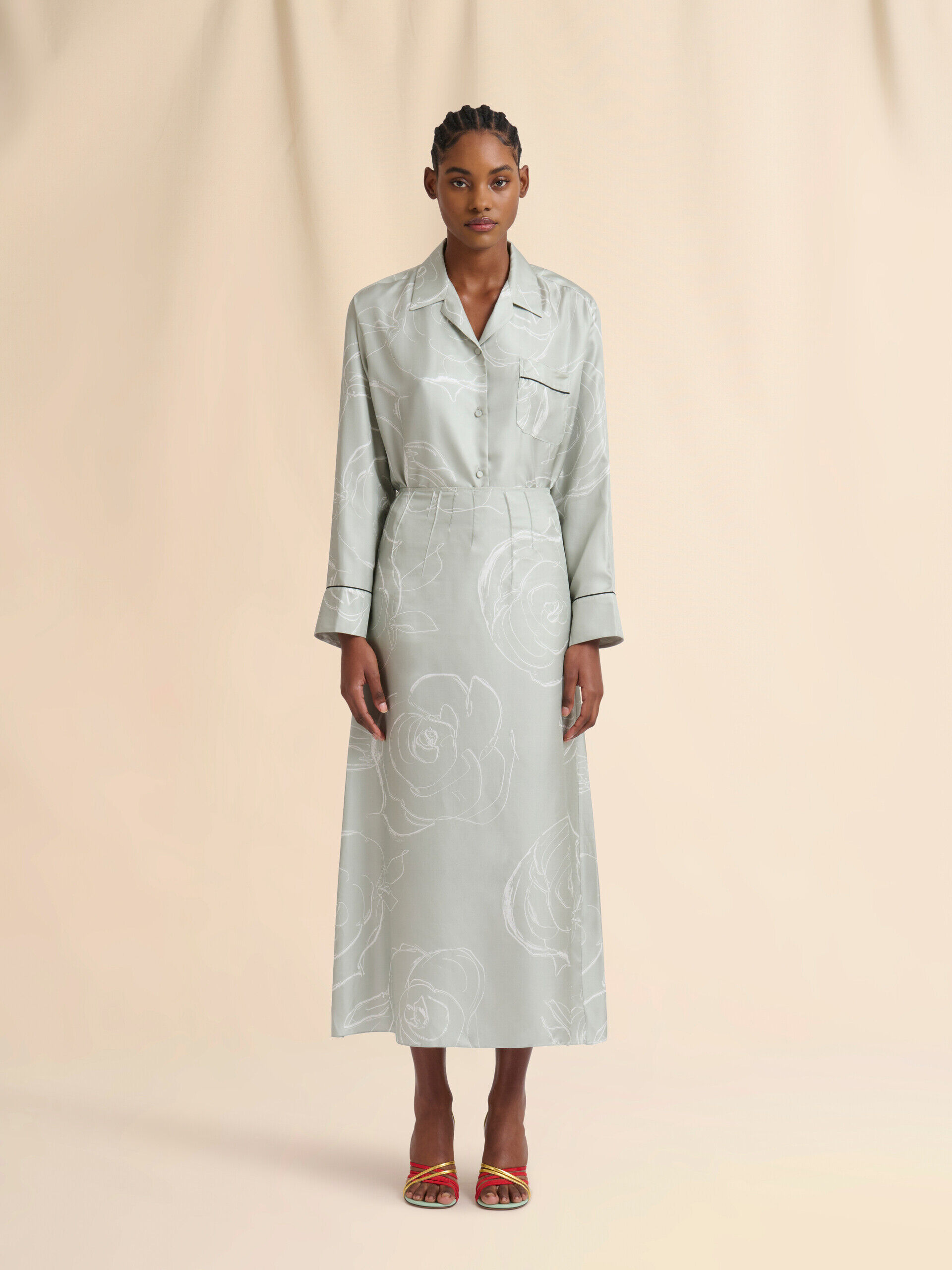 Green silk skirt with Aurora print | Marni