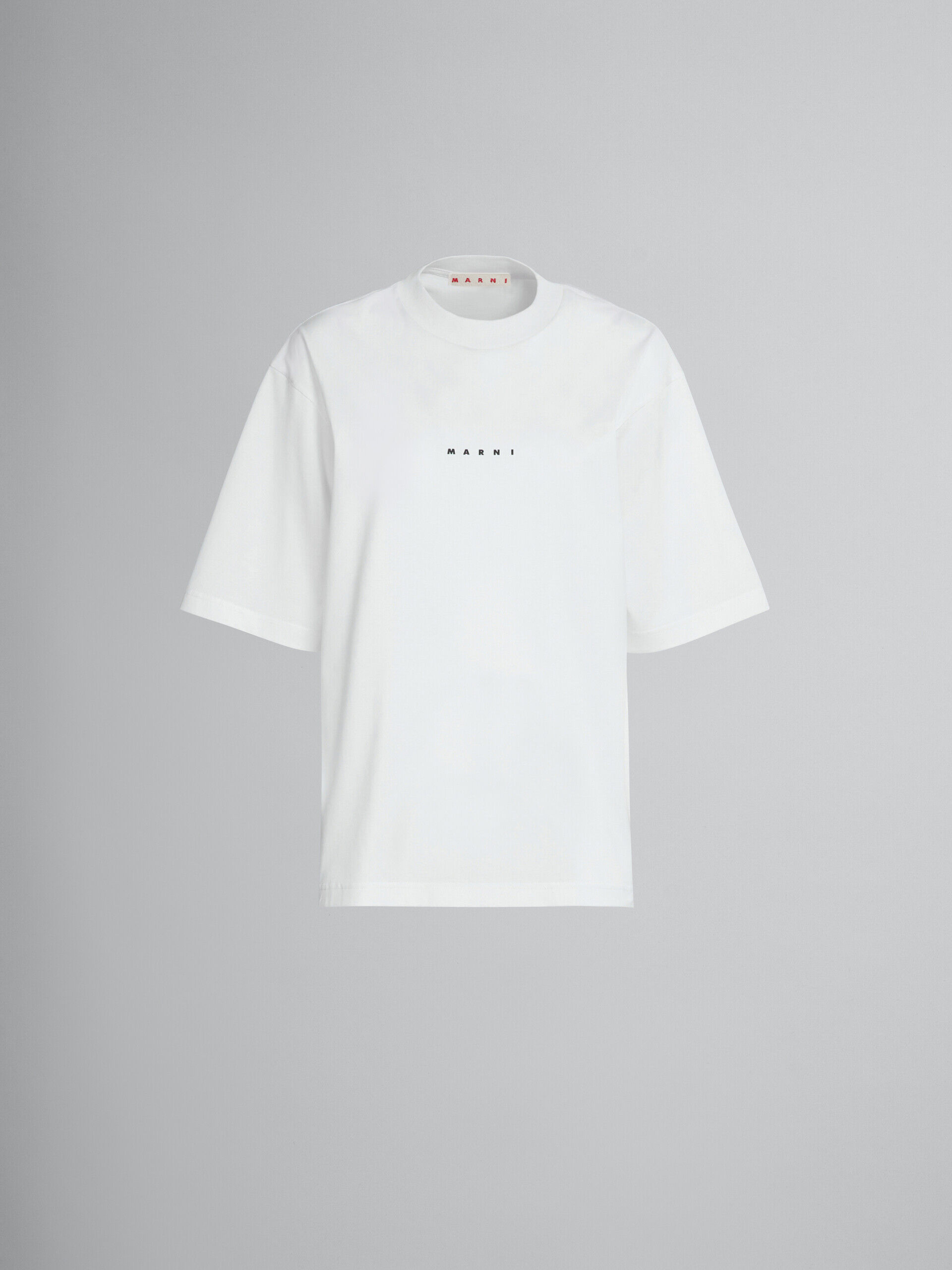 T-shirt in white organic cotton with logo | Marni
