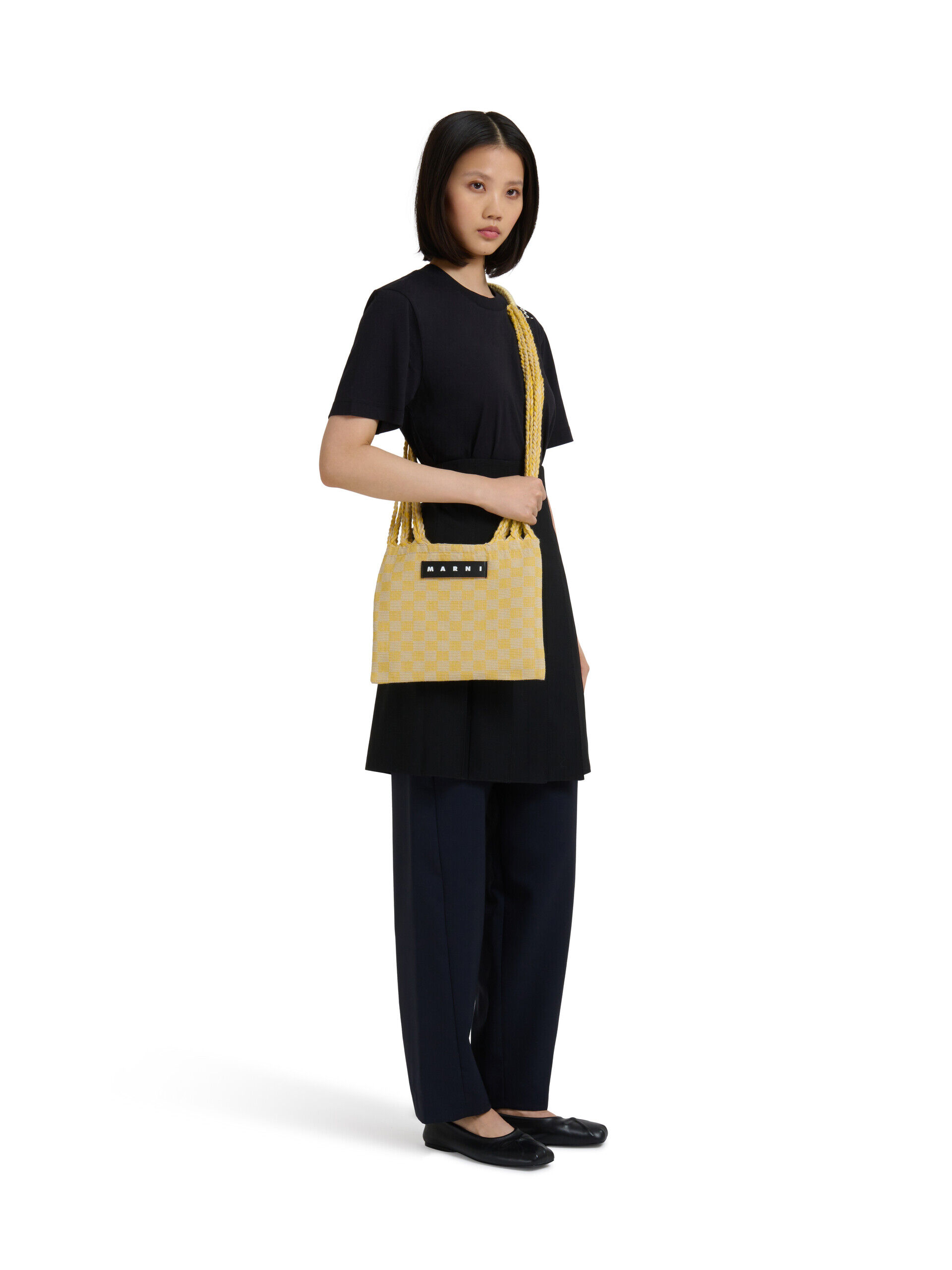 サフラン MARNI MARKET CROSS CHECKERBORAD HAMMOCK BAG | Marni