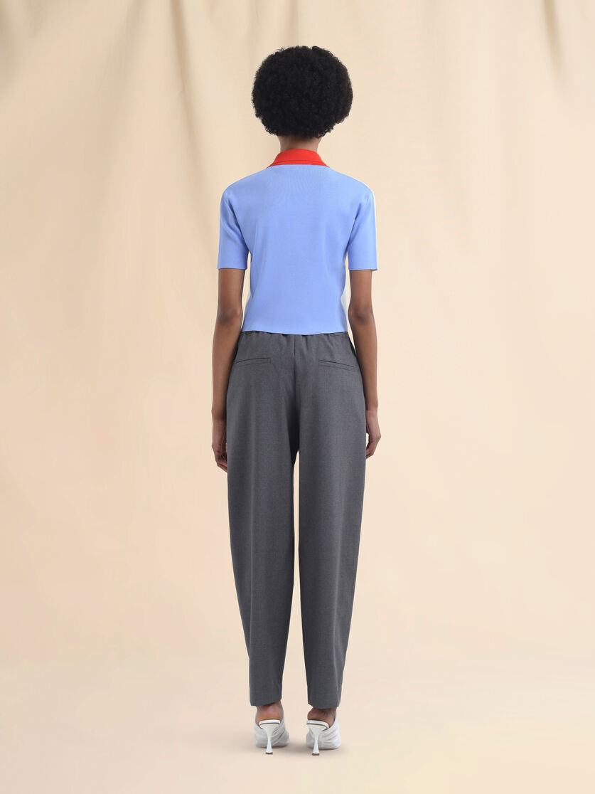 グレー ウール製ストレートパンツ、マルニシンボル入り | Marni