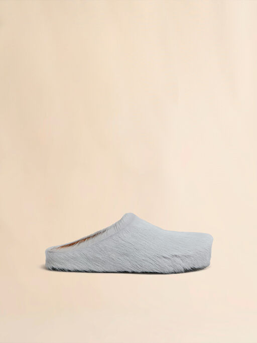 Grey long-hair calfskin Fussbett sabot - Clogs