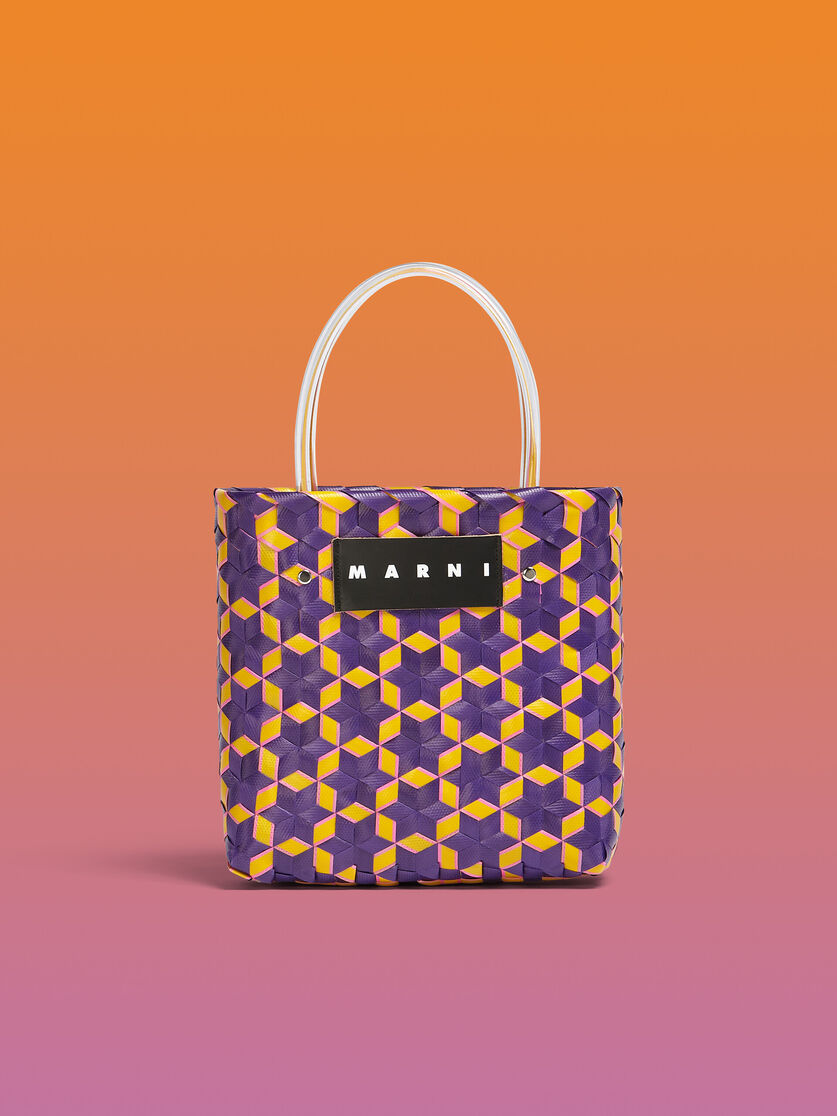 MARNI MARKET GALAXY bag in pale blue star woven material - Shopping Bags - Image 1