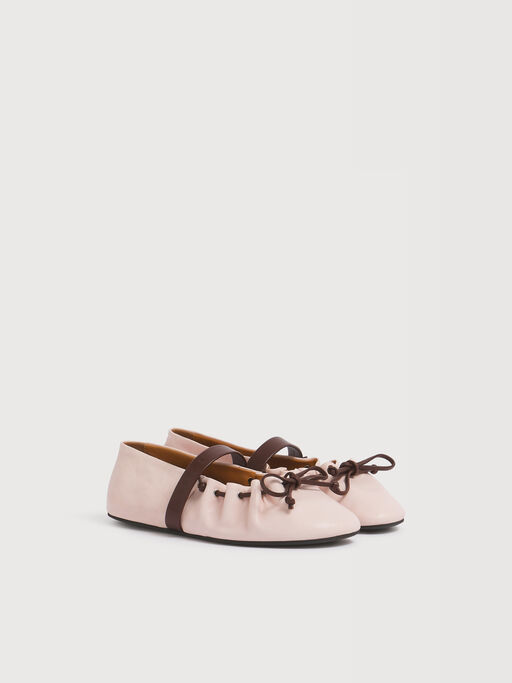 Soft Ballerina Mary Jane aus rosa und braunem Leder - Ballerinas