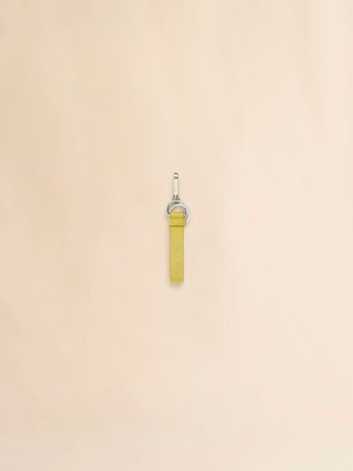 イエロー レザー製キーリング、マルニメンディング刺繍入り - キーホルダー