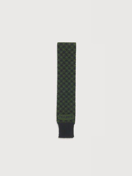 Green and purple wool scarf with geometric motif - Scarves