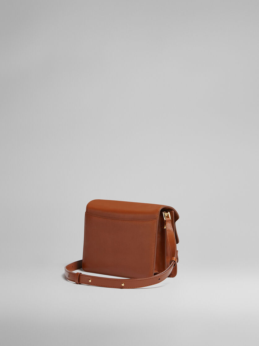 Trunk mini topstitched glossed-leather shoulder bag