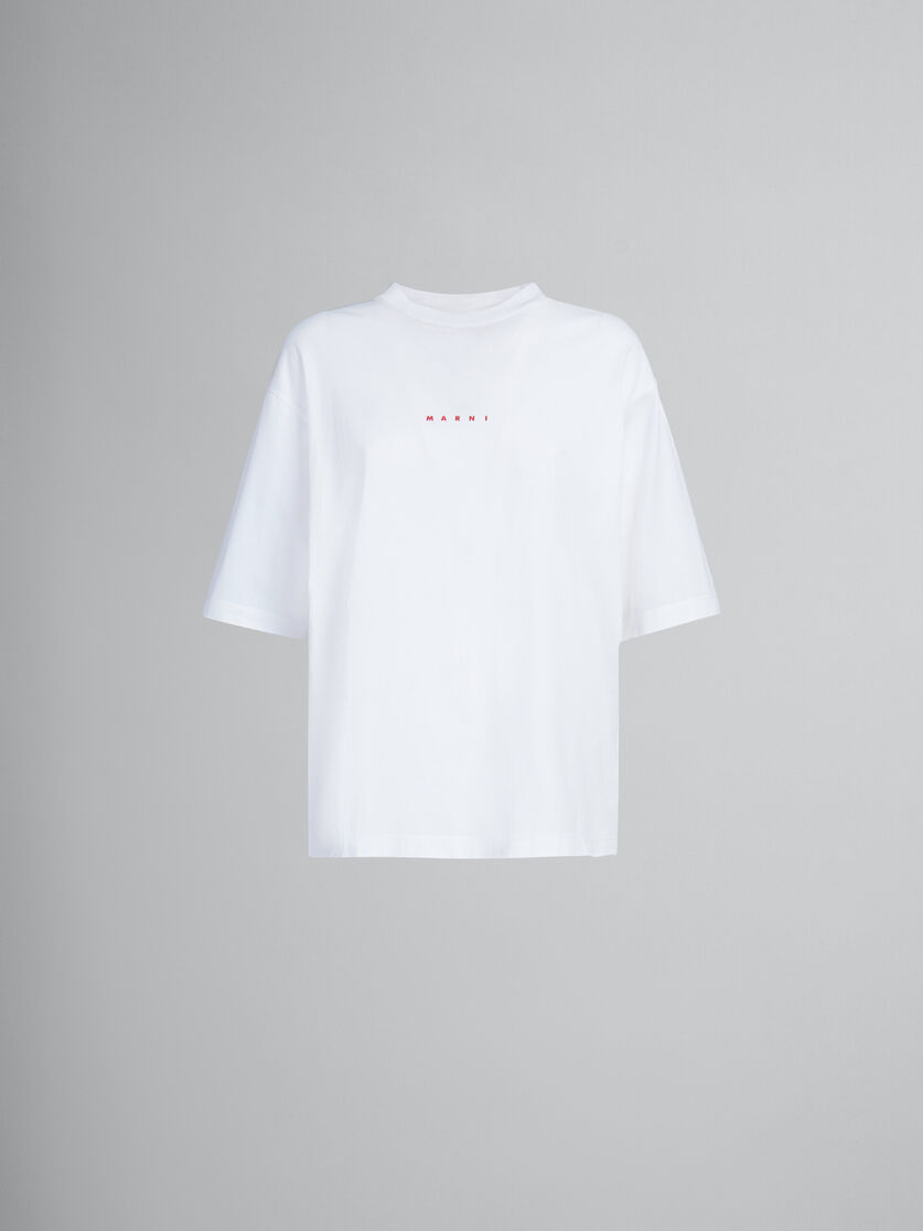 White organic cotton T-shirt with logo - T-shirts - Image 1