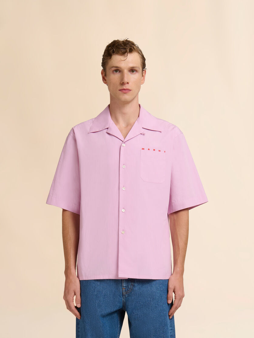 Pink poplin bowling shirt with peeping Marni logo, Image 2