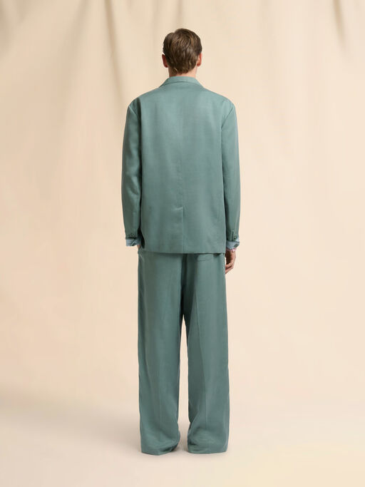 Green satin single-breasted jacket - Jackets