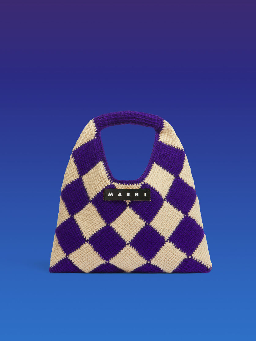 パープル テックウール Marni Market Diamond ミディアムバッグ, Image 1