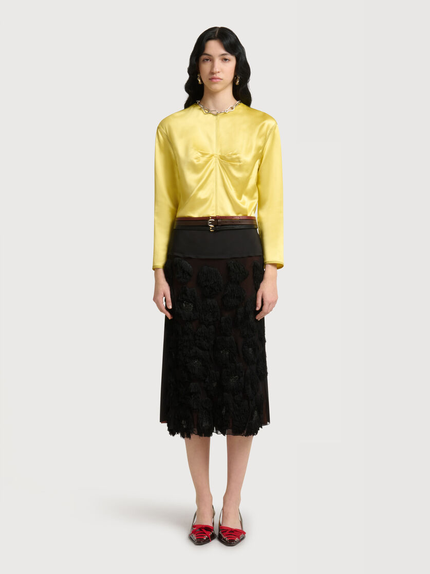 Black georgette skirt with shaggy camouflage motif, Image 2