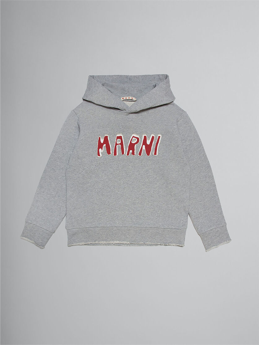 Grey cotton hooded sweatshirt with logo | Marni