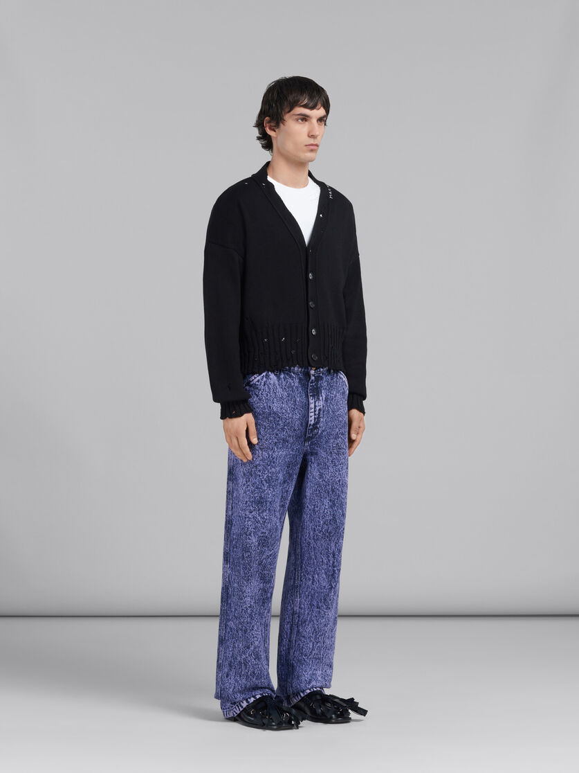Black dishevelled cotton cardigan - Pullovers - Image 6