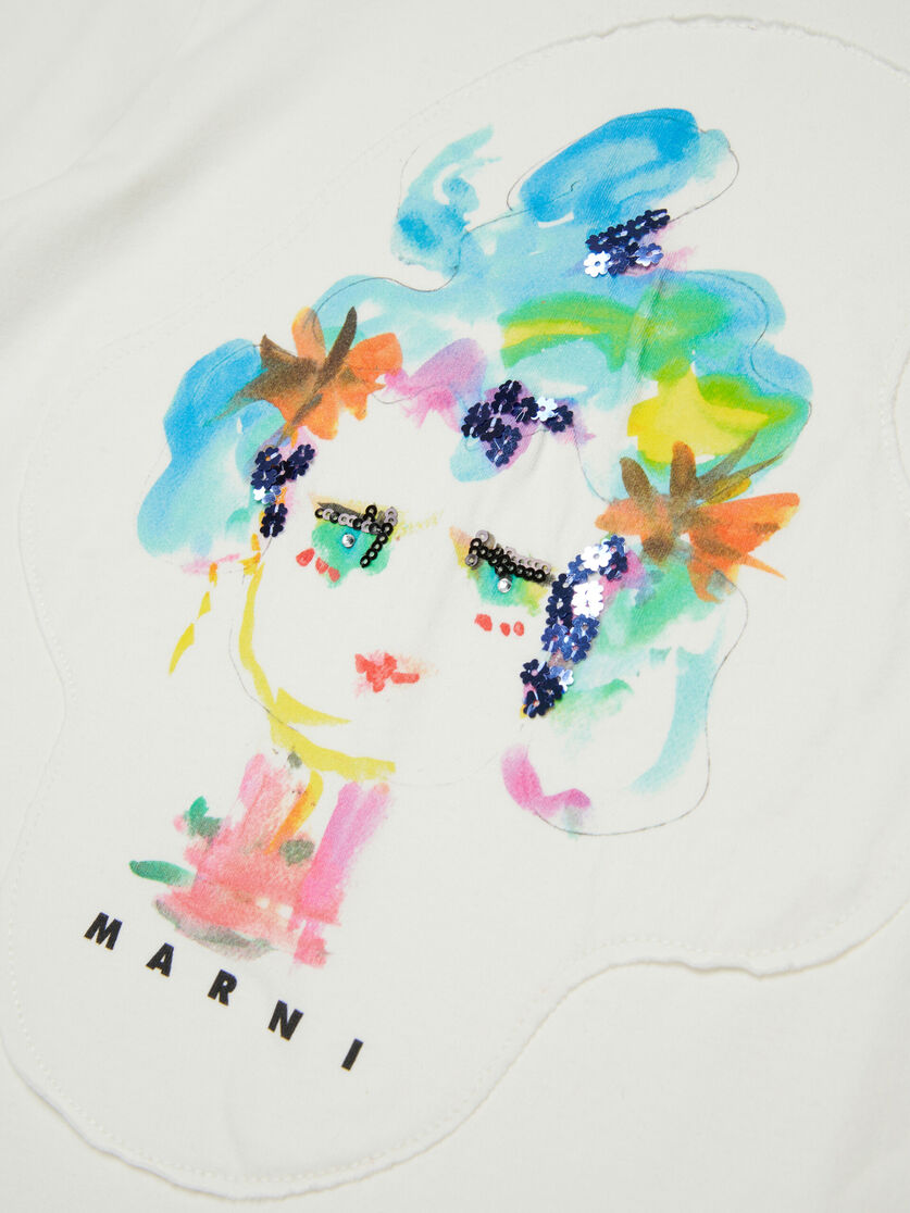 Off-white cotton T-shirt with watercolour patch - T-shirts - Image 4
