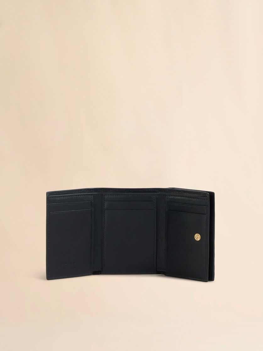 Light blue leather trifold wallet with Marni Mending embroidery - Wallets - Image 2