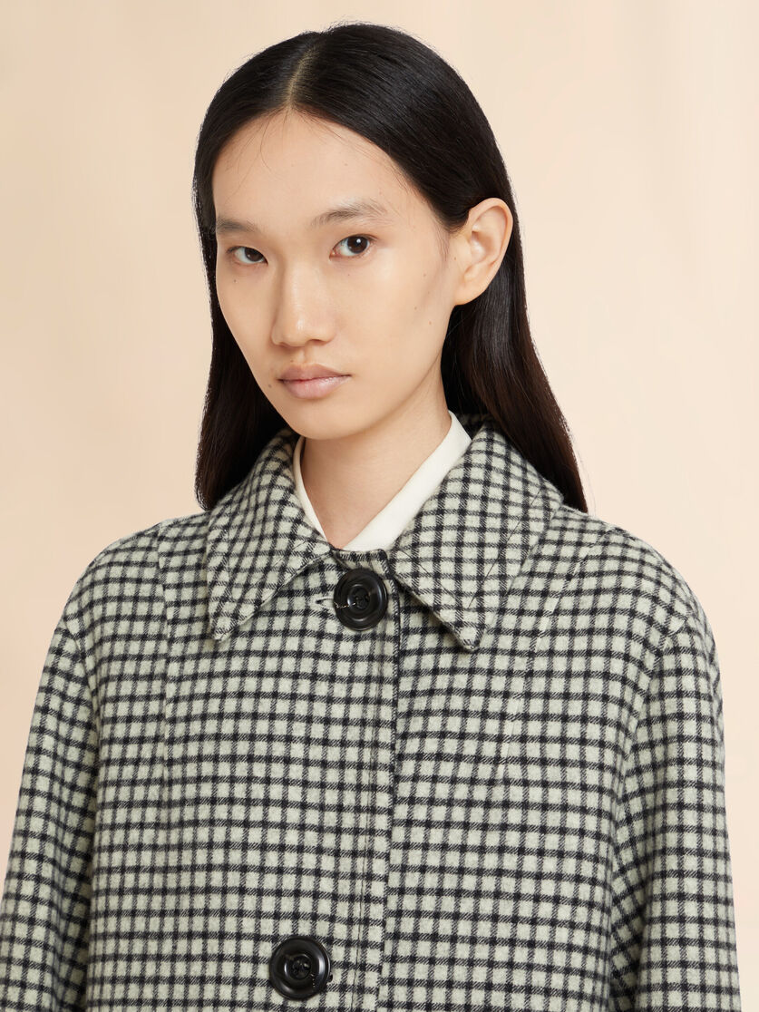 Beige felt coat with checked pattern, Image 4