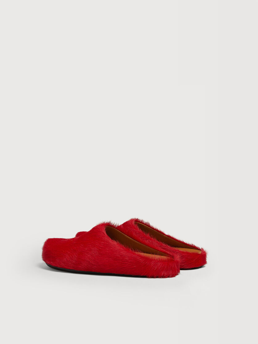 Red long hair calfskin Fussbett sabot, Image 3