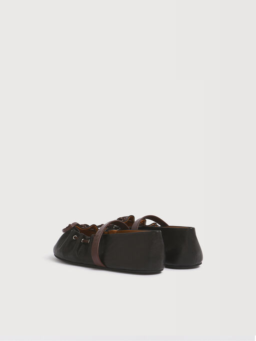 Soft Ballerina Mary Jane aus schwarzem und braunem Leder - Ballerinas