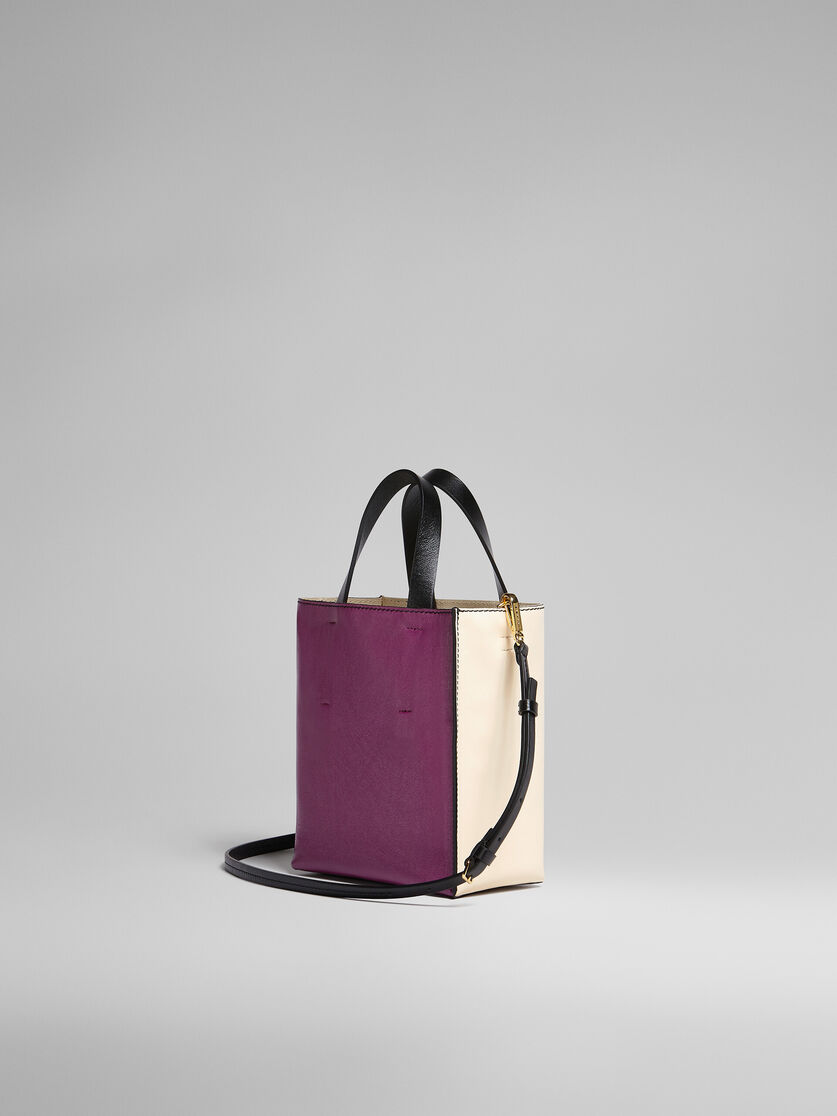 Mini-Tasche MUSEO SOFT aus Leder in Weiß und Violett - Shopper - Image 3