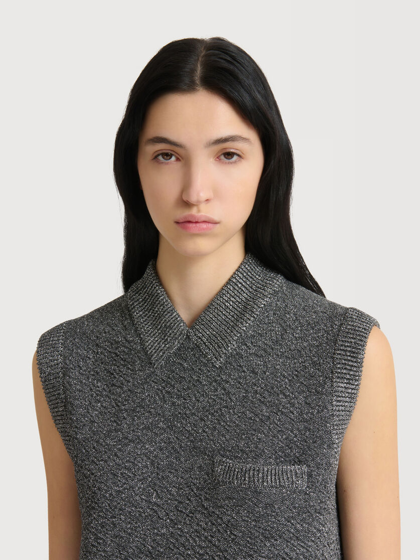 Grey wool mini dress with lurex detailing, Image 5