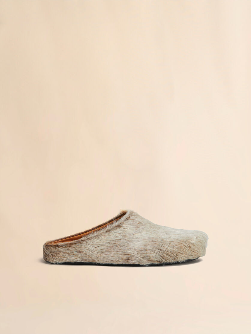 Blue-grey long hair calfskin Fussbett sabot - Clogs - Image 1