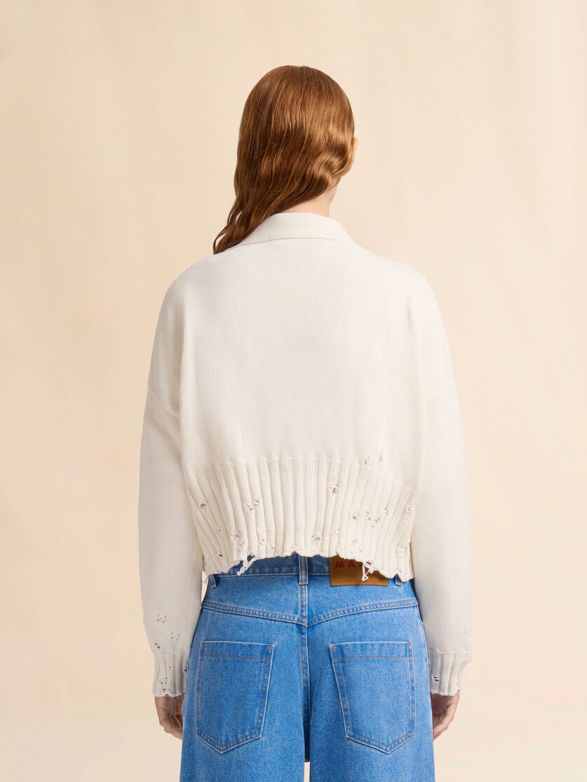Black cotton cropped cardigan - Pullovers - Image 3