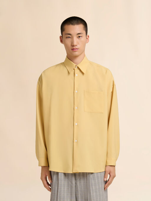 Yellow tropical wool long-sleeved shirt - Shirts