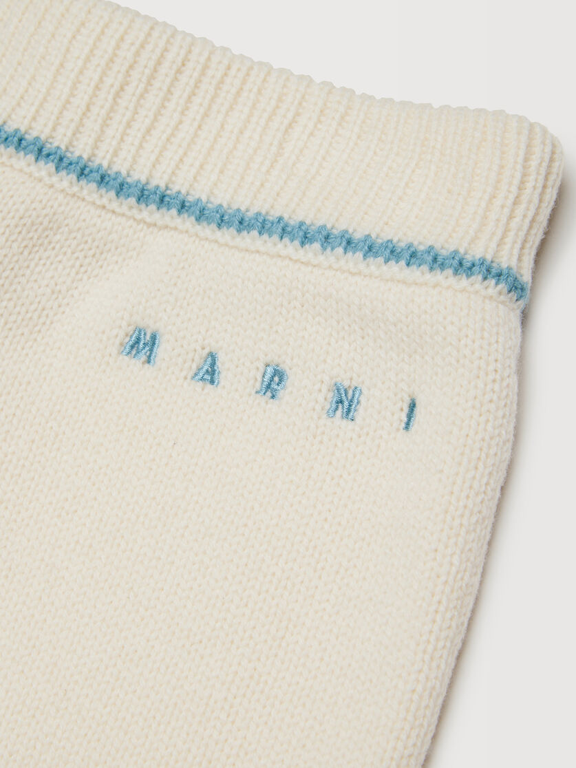 Beige cashmere blend trousers with embroidered Marni logo, Image 3