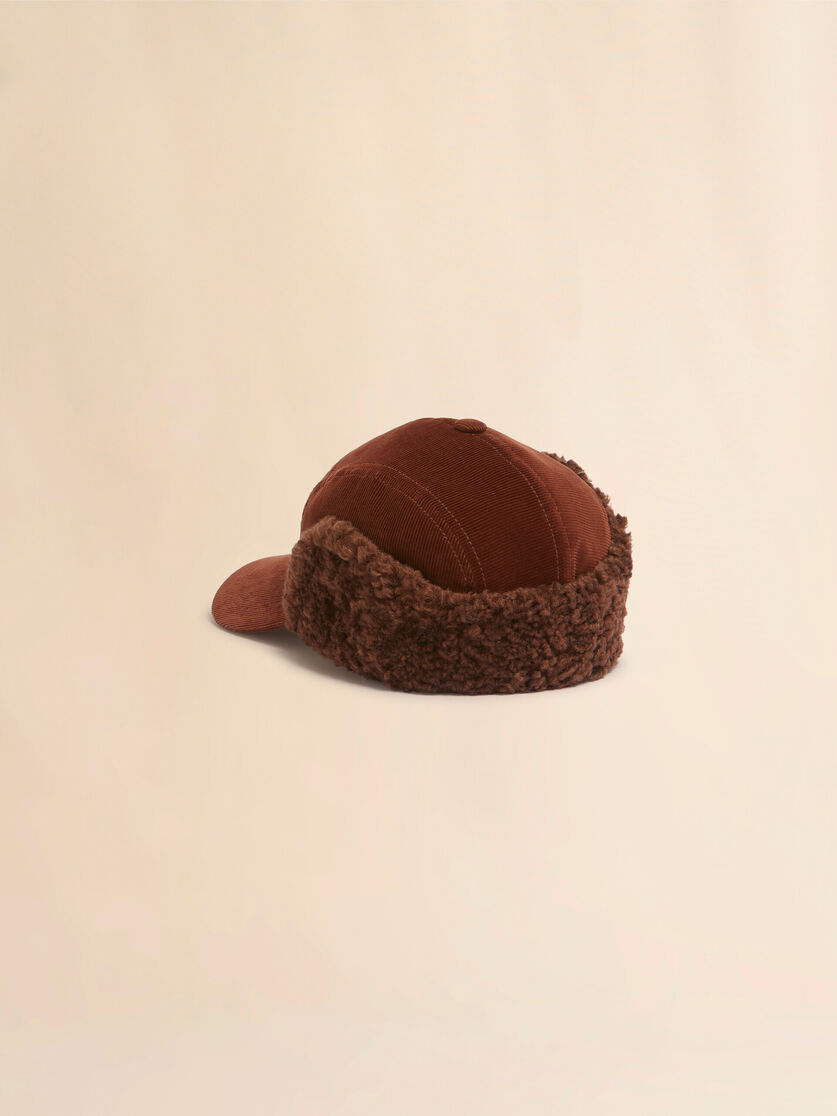 Chapeau aviateur en velours côtelé marron - Chapeau - Image 3