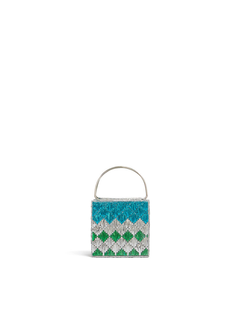 Minibolso MARNI MARKET azul metalizado con rombos - Bolsos shopper - Image 3