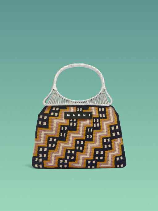 ブラック(アンスラサイトダーク)  コットンニット製 MARNI MARKET ハンドバッグ - ショッピングバッグ