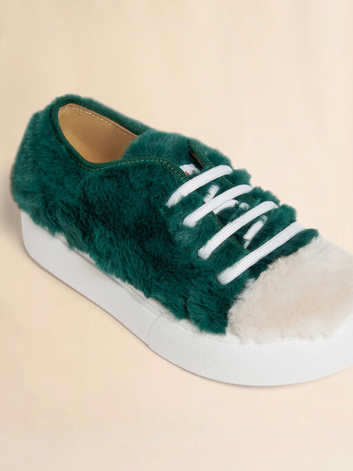 Green furry low-top sneaker - Sneakers