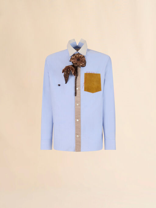 Blue cotton shirt with Marni Mending embroidery - Shirts