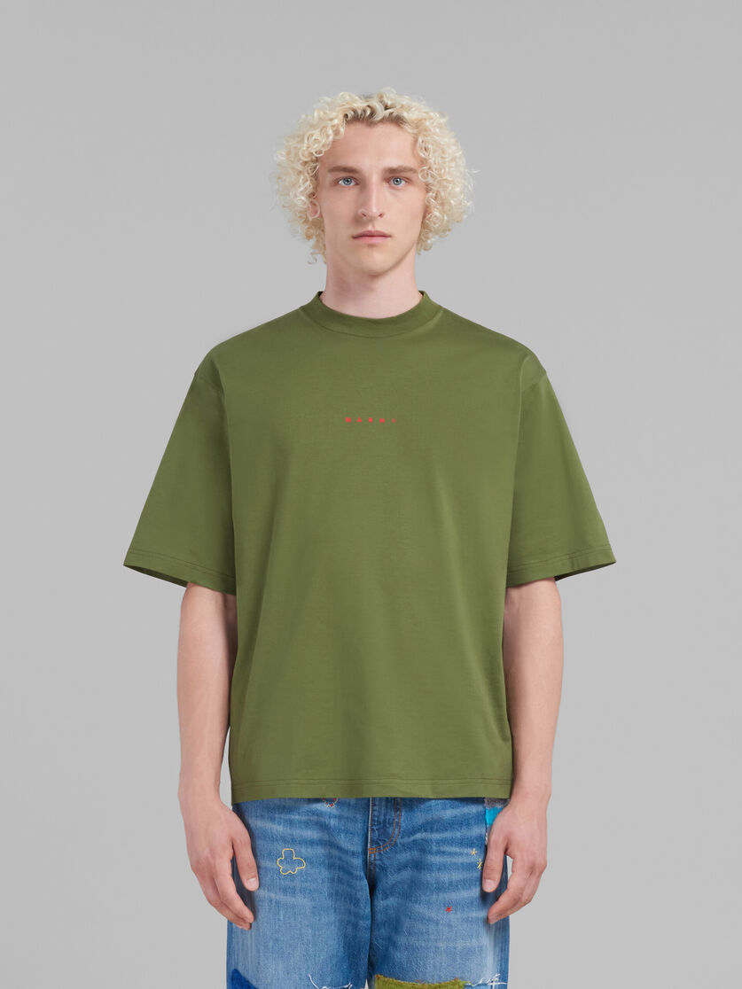 Grünes T-Shirt aus Bio-Baumwolle mit Mini-Logo | Marni