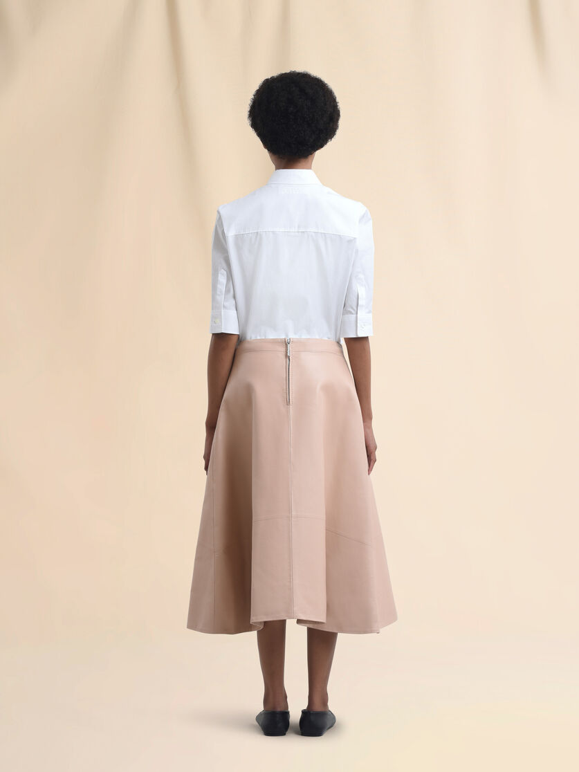 핑크 나파 가죽 A 라인 스커트 - 스커트 - Image 3