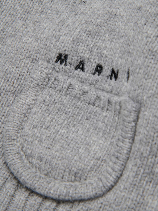 Grey melange wool-nylon jumper with pockets - Knitwear