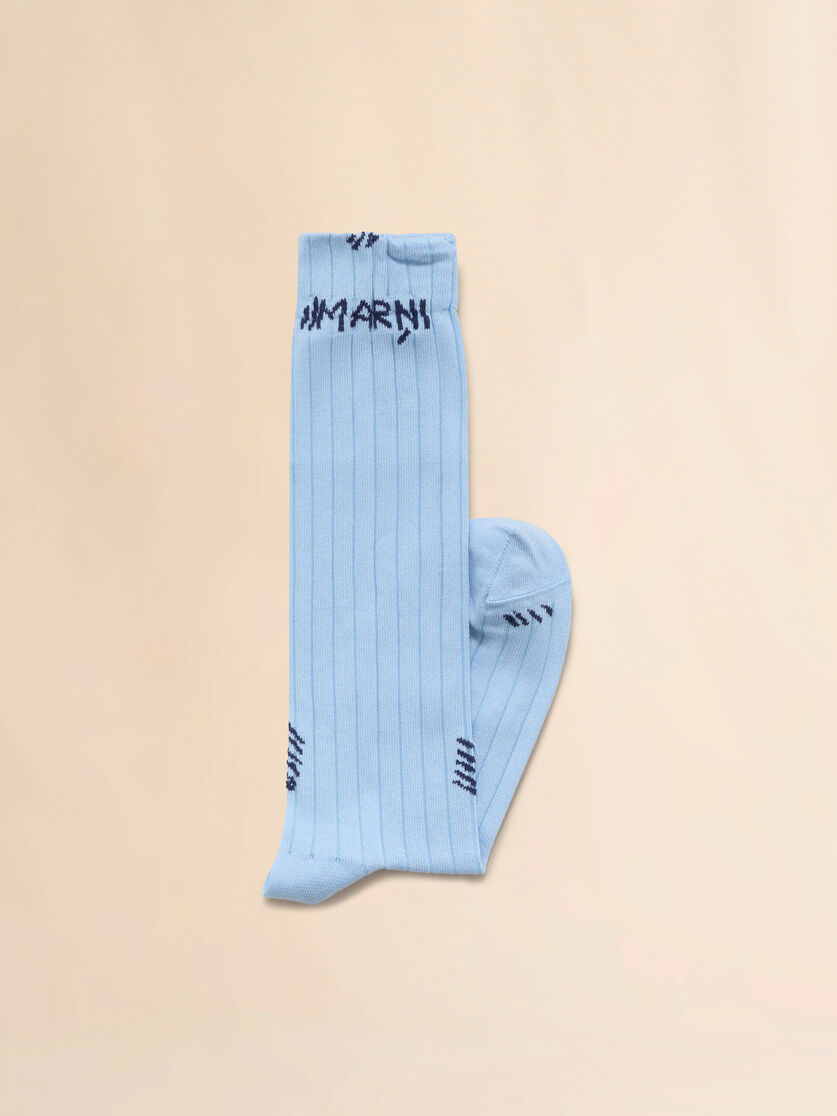 Light blue ribbed cotton socks with Marni Mending - Socks - Image 2