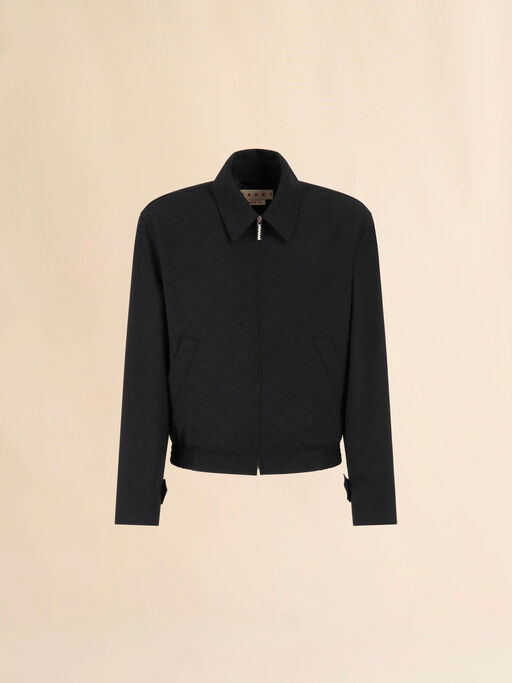 Black wool jacket with jaqaurd confetti motif - Jackets