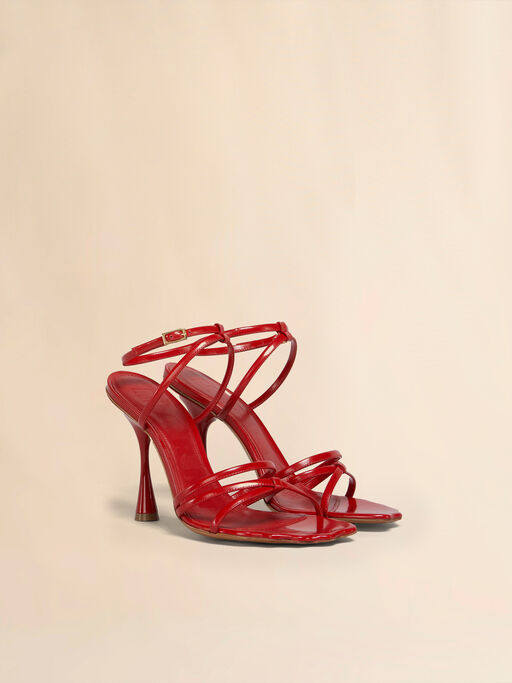 Rote Moonlight Sandalen aus gebürstetem Leder mit Riemchen - Sandalen