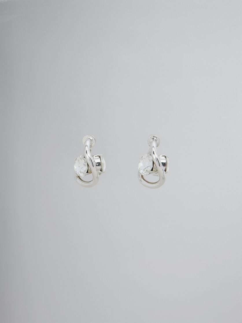 Twisted hoop earrings with rhinestone details - Earrings - Image 1