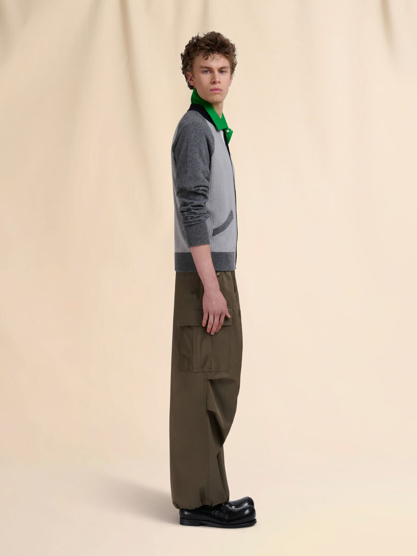 Grey wool cardigan with bomber neck - Pullovers - Image 5