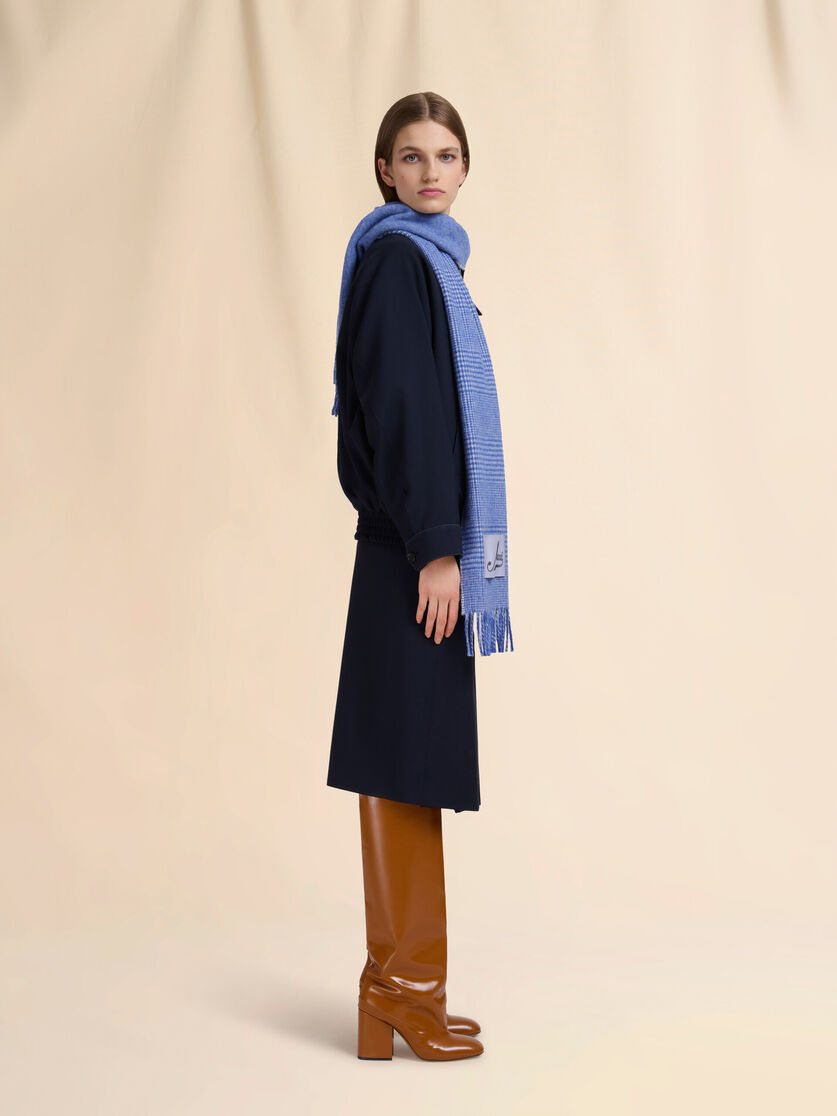 Light blue wool scarf with Prince of Wales check - Scarves - Image 2
